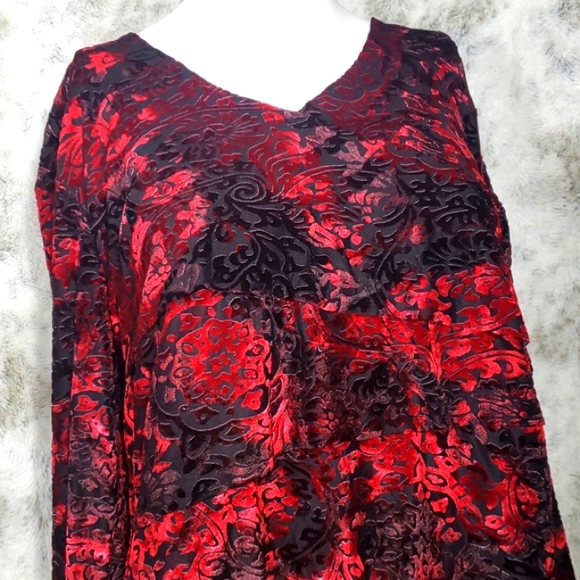 DB Established 1962 Multi-Layer Volcanic Velvet Shirt Bright Red/Black Sz L. - Picture 3 of 10